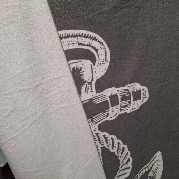 Anchor Beach Towel Nautical Long Gray White Thin Ship Boat Sea Lake House Cottag - Picture 3 of 5